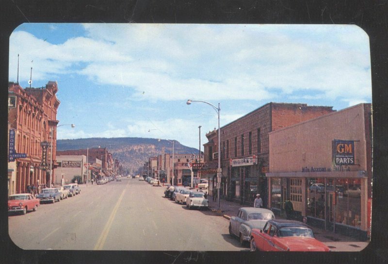 DURANGO COLORADO DOWNTOWN STREET SCENE 1950's CARS VINTAGE POSTCARD