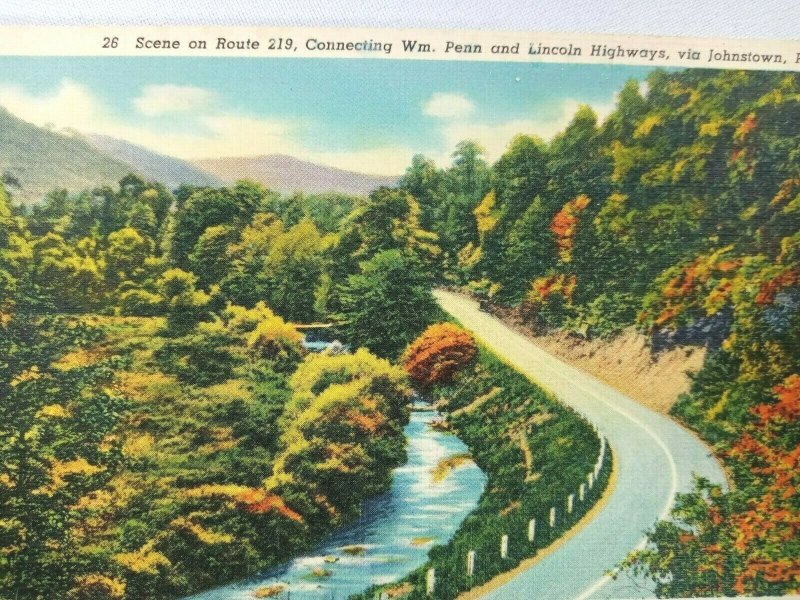 Johnstown PA Scene Rt 219 Connecting Wm Penn & Lincoln Highways Vintage Postcard