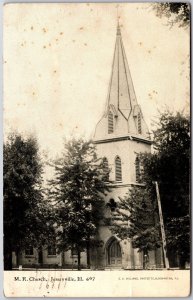 1910's United Methodist Church Jerseyville Illinois IL Parish Posted Postcard