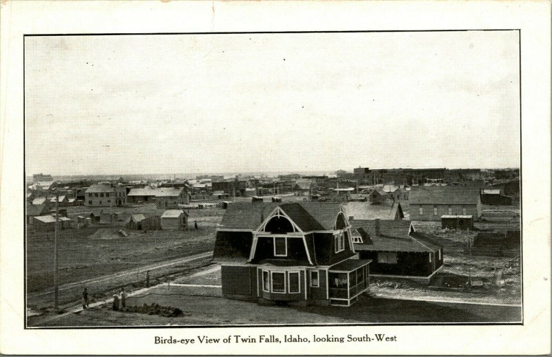 Birds-Eye View Looking Southwest Twin Falls Idaho ID UNP Unused UDB Postcard C10