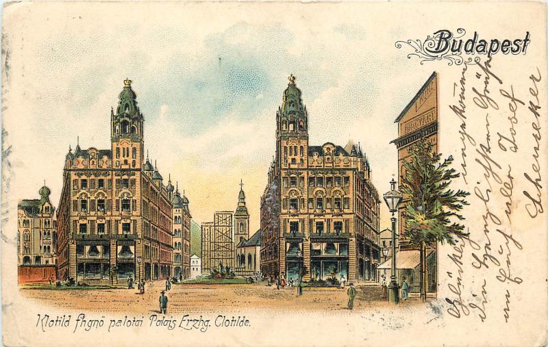 1903 Postcard Budapest Hungary Klotild Fhgno Palotai Palais Erzhg. Clotilde