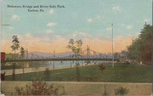 Postcard Delaware Bridge and River Side Park Easton PA