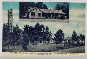 Georgia LITTLE HOTEL COURT US Rte 41 South of Tifton Gas Pumps Postcard R19