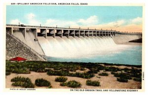 Postcard DAM SCENE American Falls Idaho ID AU9225