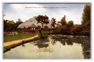 Lincoln Park Conservatory and Lagoon Chicago IL Illinois UNP DB Postcard P22