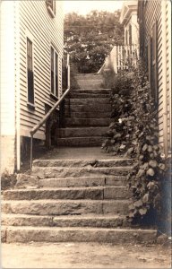 RPPC Old Stone Steps, Marblehead MA Vintage Postcard X50