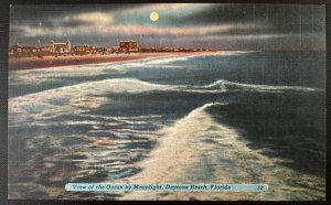 Vintage Postcard 1930-1945 Ocean by Moonlight Daytona Beach Florida (FL)