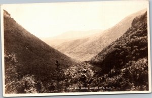 RPPC NH White Mountains Crawfod Notch from Hunting's Studio North Conway