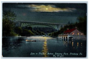 1912 Lake in Panther Hollow Schenley Park at Night Pittsburg PA Postcard