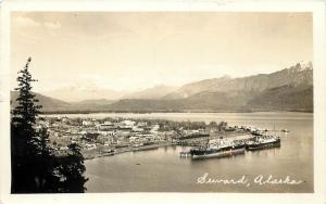 c1940 RPPC Postcard; Town View Seward AK 33 Fishing Boats at Docks posted