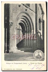 Postcard Abbey Fontgombault Indre Church Portal