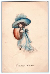 1910 Woman Dress Big Hat Handwarmer Playing Mama Montclair NJ AntiquePostcard