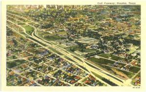 Air View of Gulf Freeway & Area Houston Texas, TX, Linen