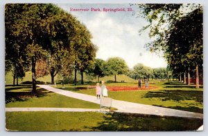 Springfield Illinois~Children At Reservoir Park~Majestic PM 1910 Postcard