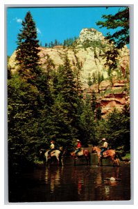 Postcard AZ Oak Creek Canyon Arizona People On Horseback