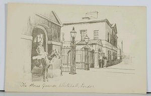 Whitehall London,  The Horse Guards Sketch Postcard J16