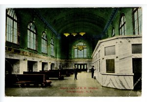 NY - Schenectady. Railroad Station Interior  (creases)