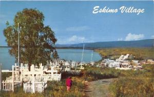 Alaska~Eskimo Village & Graveyard in Arctic Region~Person Standing by Road~1950s