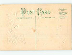 Unused Divided-Back Easter FLOWERS WITH GREETING ON A SCROLL o6643