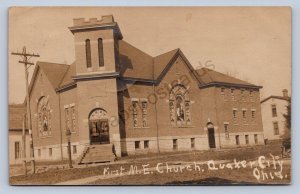 K1/ Quaker City Ohio RPPC Postcard c1910 Cambridge First M.E. Church 152