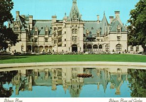 Postcard The Biltmore House Gardens Front Lawn Asheville North Carolina NC