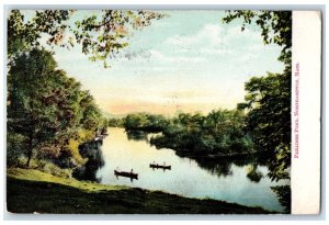 1907 Paradise Pond Boats Northampton Massachusetts MA Posted Vintage Postcard