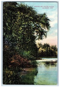 1909 Scene On White River Reflection Groves  Muncie Indiana IN Posted Postcard 