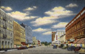 Meridian Mississippi MS Fifth Street Scene at Evening Vintage Postcard