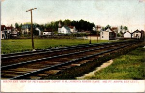 1910 Postcard Fitzwilliam Railroad Depot New Hampshire Looking North East