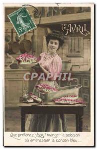 Old Postcard Fantasy Easter April 1st Pisces Female