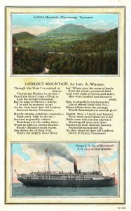 Vintage Postcard 1920's Lookout Mountain & Ocean SS Savannah Chattanooga Tenn.