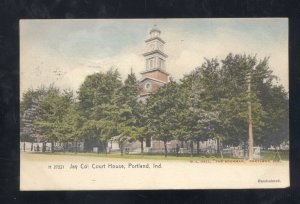 PORTLAND INDIANA JAY COUNTY COURT HOUSE 1907 VINTAGE POSTCARD