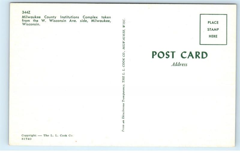 Milwaukee County Institutions Complex Aerial View Milwaukee WI Old Postcard D28