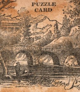 1880s Simmons Liver Regulator Puzzle Card Hidden Pictures Quack Med. F152