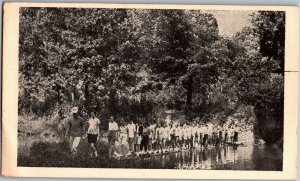 Hiking at the Bingham 4-H Camp Willisburg KY Vintage Postcard T39