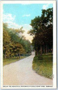 1926 Dubuque, IA Eagle Point Park Beautiful Driveway Road Street Scene PC A253