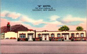 Linen Postcard M Motel 745 West Highway 60 in Socorro, New Mexico