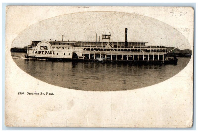 1915 Scenic View Steamer St Paul Jefferson City Missouri Posted Vintage Postcard