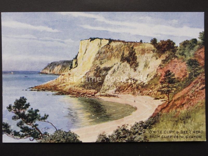 Devon SEATON White Cliff & Beer Head from Cliff Path C. Howard by J Salmon 4131