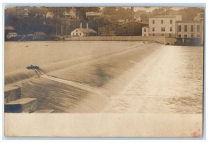 c1910s Dam On Rock River Dixon Illinois IL Waterfall RPPC Photo Antique Postcard