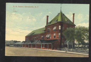 GLOVERSVILLE NEW YORK NY RAILROAD DEPOT TRAIN STATION VINTGE POSTCARD