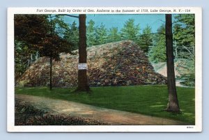 Fort George Lake George New York NY UNP Unused Linen Postcard M7