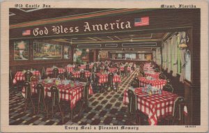 Postcard Old Castle Inn Restaurant Miami FL Florida