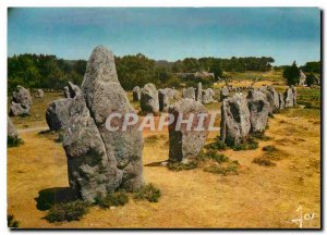 Postcard Modern Colors in Brittany Carnac alignments Menec