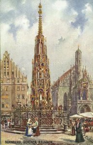 germany, NÜRNBERG, Schöner Brunnen (1910s) Raphael Tuck Oilette I - 611B