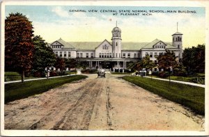 Central State Normal School Main Bldg, Mt. Pleasant MI Vintage Postcard S47