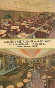 Chicago Illinois Williams Restaurant Lounge Roadside Teich Postcard 21-5512