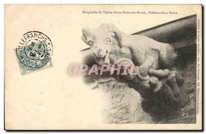 Old Postcard Gargoyle of & # 39eglise Notre Dame des Marais Villefranche