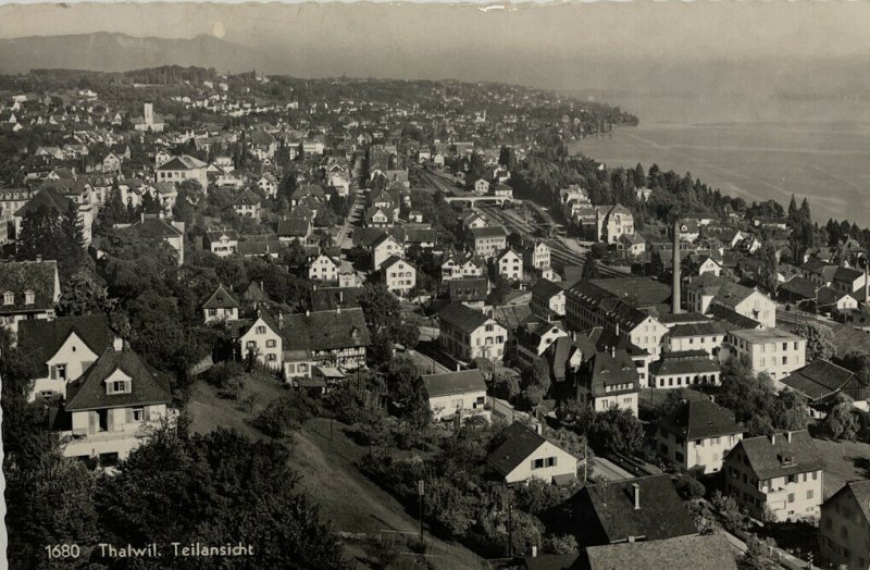 Aerial View Thawil Teilansicht Switzerland International Greetings  RPPC