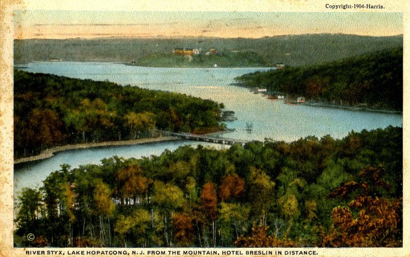 NJ - Lake Hopatcong. River Styx, Hotel Breslin in Distance